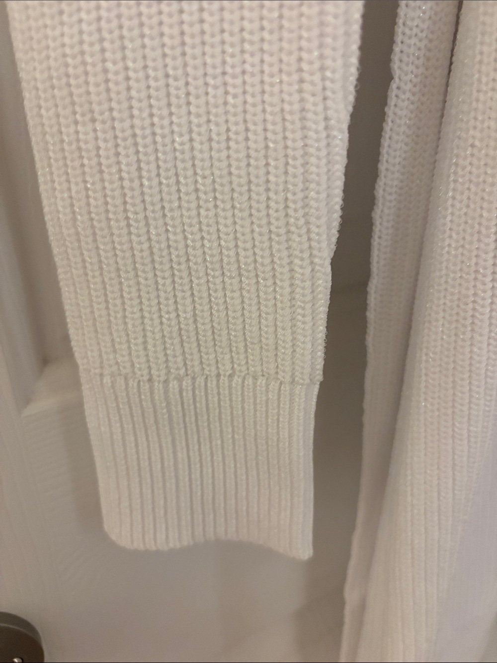 L'AGENCE Cream Knit Belted Cardigan with Gold Buttons - Picture 7 of 10